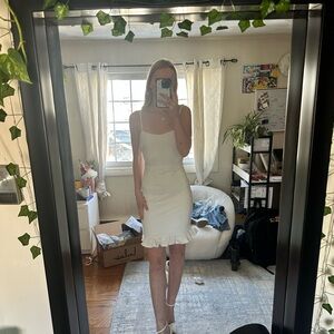 White Ruffle Hem Dress